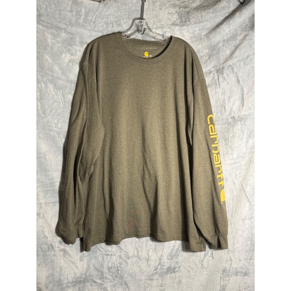 Carhartt Mens 2XL Original Fit Long Sleeve Logo Graphic T-Shirt Olive green